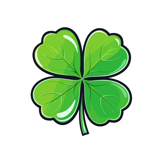 Vector vector illustration four leaf green clover lucky quatrefoil good luck symbol cartoon sticker