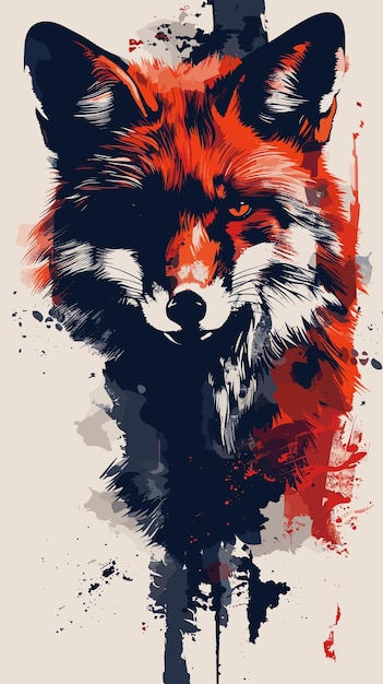 Vector illustration of a fox head in grunge style Can be used as a print on tshirts and bags