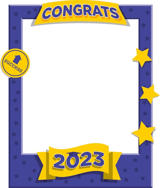 Vector illustration of frame for selfie photos purple color for graduates 2023 Photobooth concept