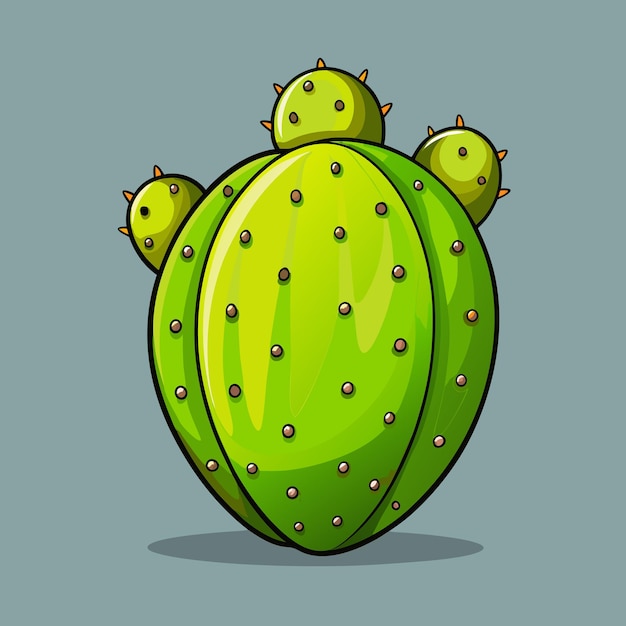 Vector Illustration of Fresh Prickly Pear Cactus Fruit