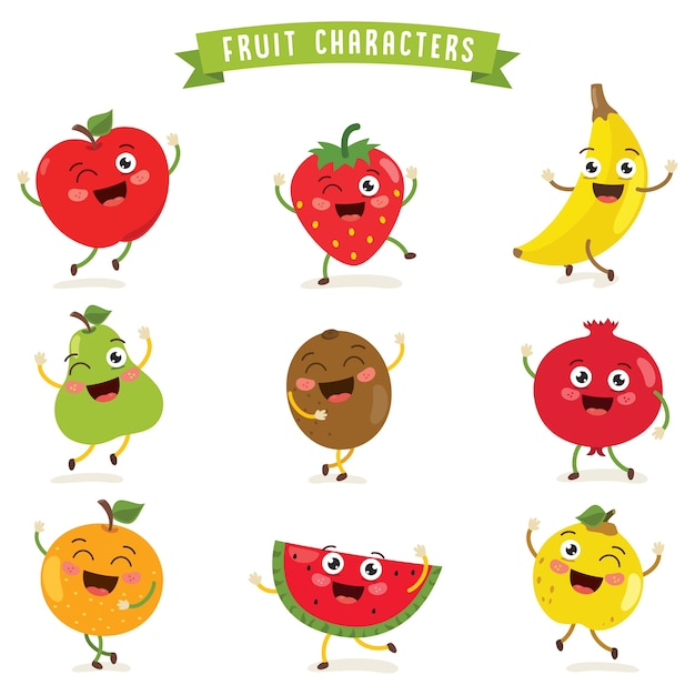 Vector Illustration of Fruit Characters