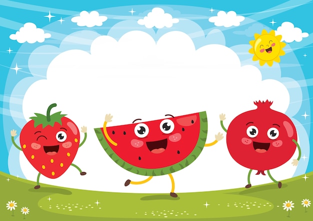 Vector Illustration of Fruit Characters