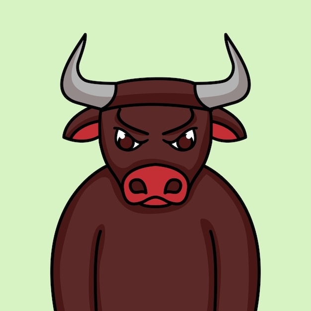 Vector illustration of a funny and angry bull