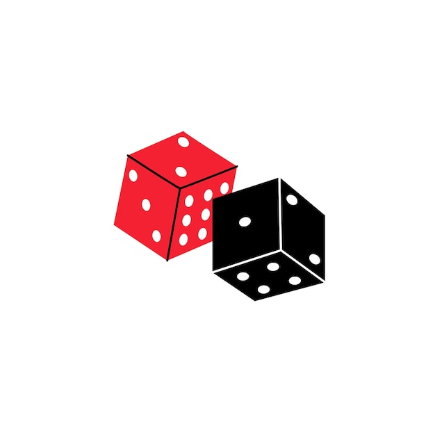 Vector illustration of gambling dice in black and red color Objects for casino and poker game