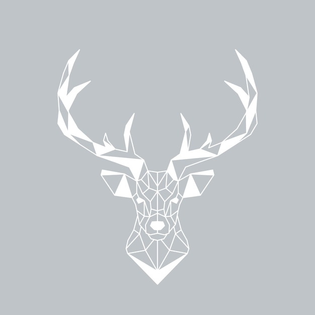 Vector illustration of geometric deer on gray background