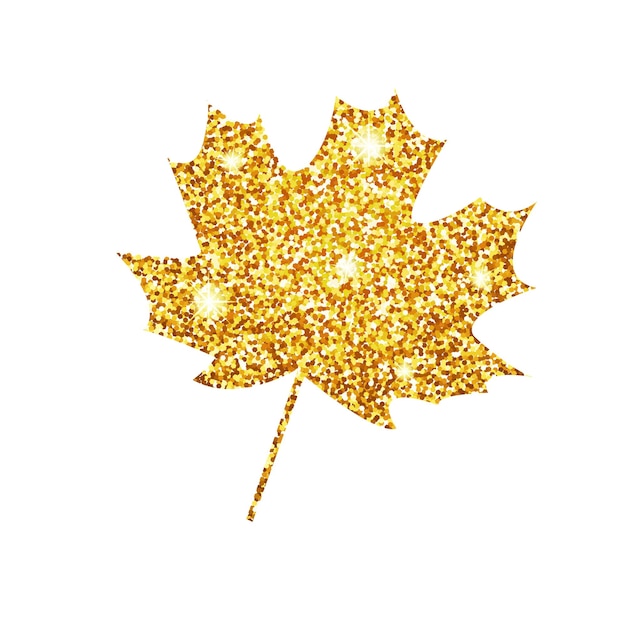 Vector illustration Glitter texture gold autumn leaf maple