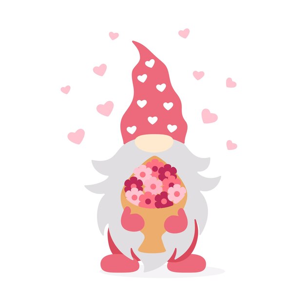 Vector vector illustration of a gnome in love