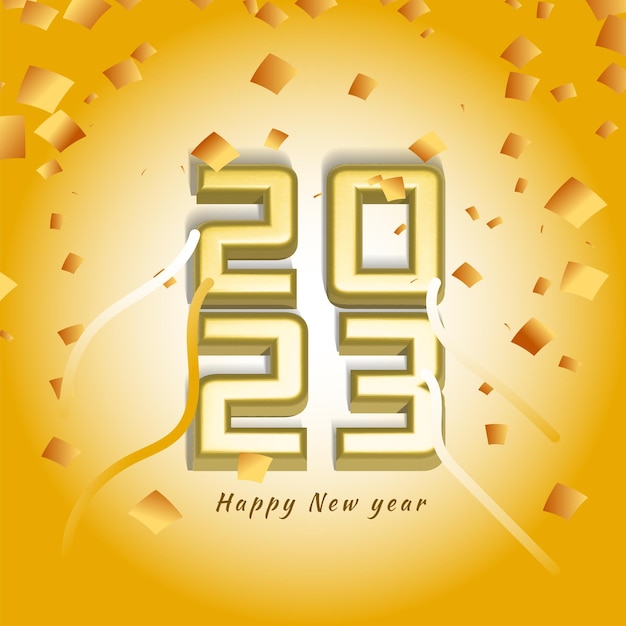 Vector illustration gold banner  happy new year 2023