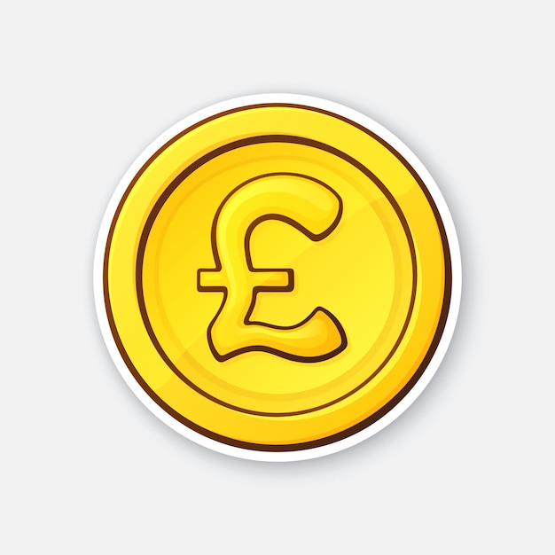 Vector illustration Gold coin of British pound Cash money The symbol of world currencies