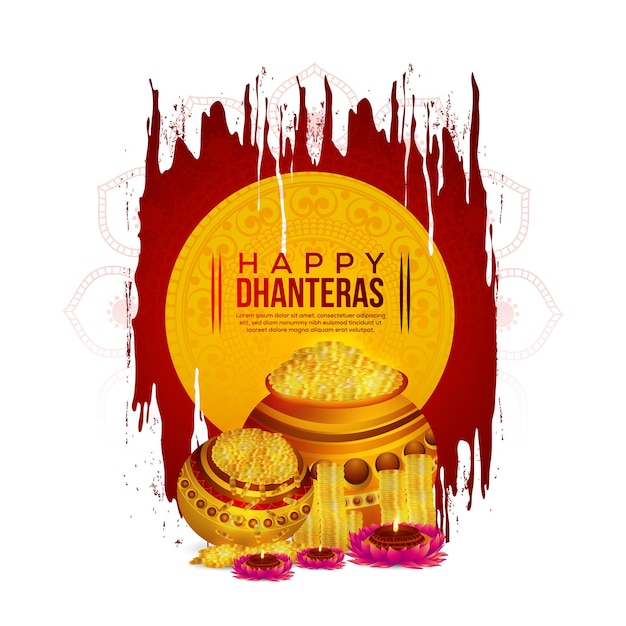 Vector illustration of gold coin pot for shubh dhanteras celebration