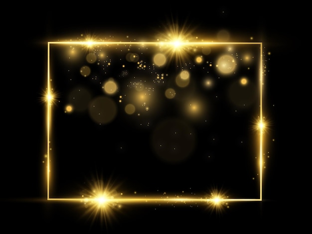 Vector illustration of a gold frame on a background