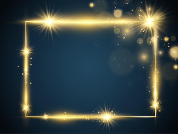 Vector illustration of a gold frame on a transparent background