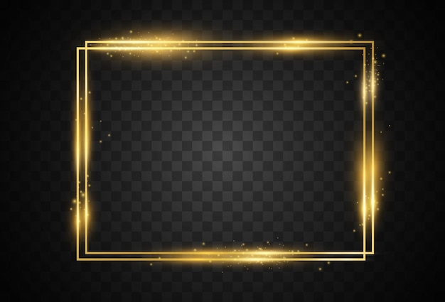 Vector illustration of a gold frame with a brush stroke