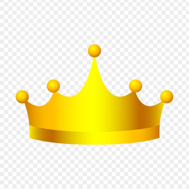 Vector vector illustration of golden crown on transparent background