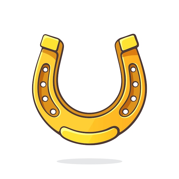 Vector illustration Golden horseshoe for good luck Symbol of fortune and happiness