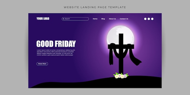 Vector illustration of Good Friday Website landing page banner mockup Template