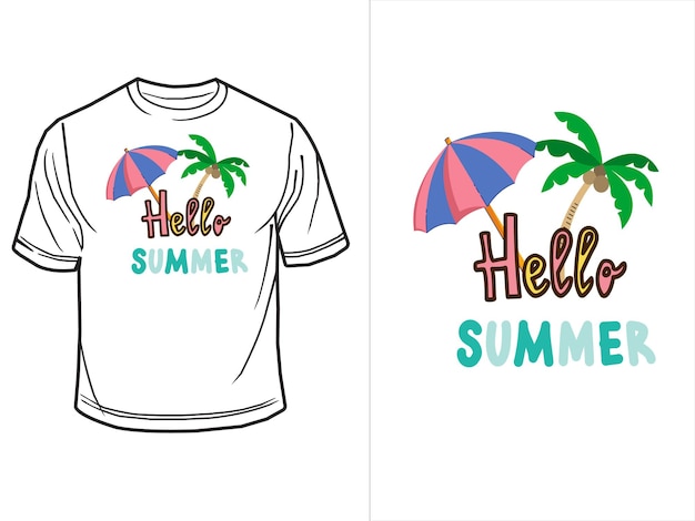 Vector illustration Graphic Design Tshirt Summer shirt that says hello summer on it