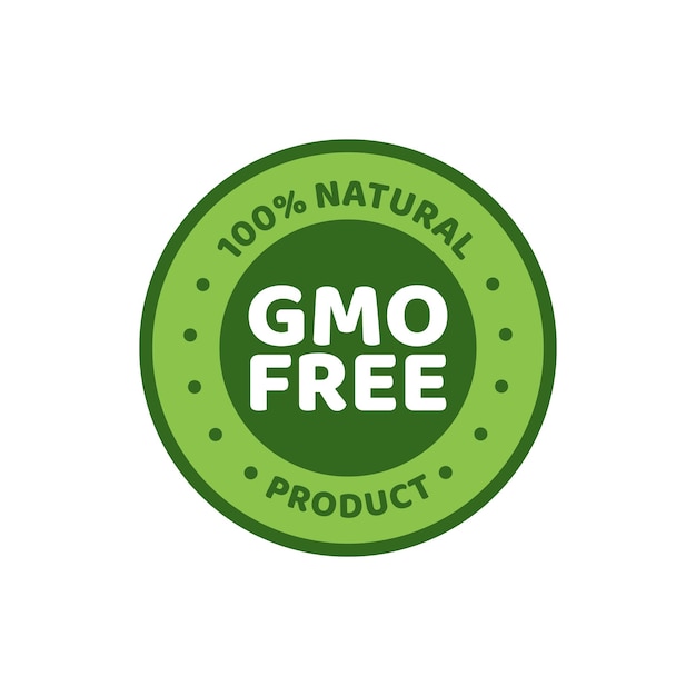 Vector illustration of green colored GMO free emblems.