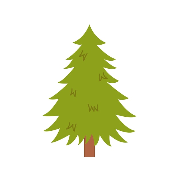 Vector illustration of green fir tree isolated on white background