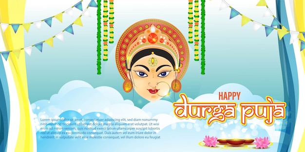 Vector illustration greeting of Happy Durga Puja Hindu fesival