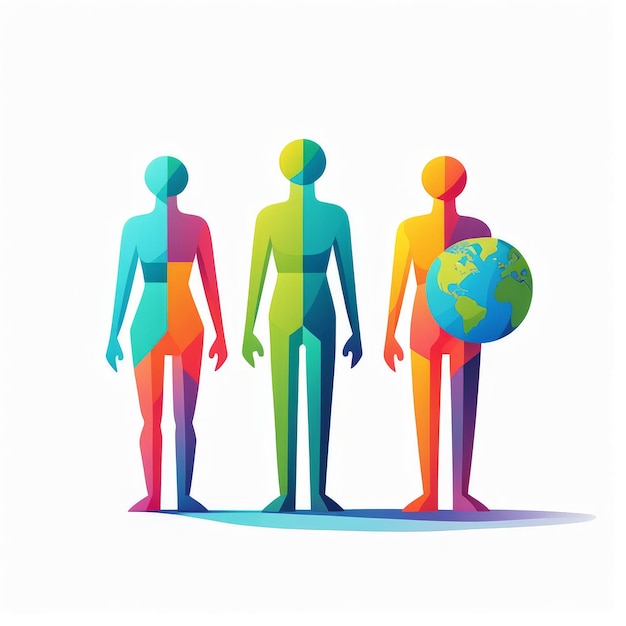 Vector vector illustration of a group people in different colors