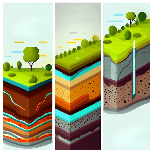 Vector illustration of group underground layer of earth