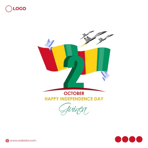 Vector illustration of Guinea Independence Day social media feed template