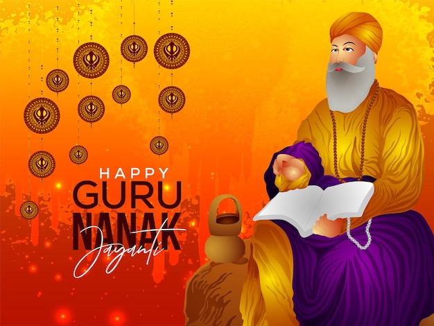 Vector illustration of guru nanak jayanti background