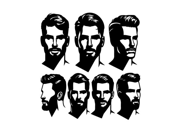 Vector vector illustration of hairstyle silhouettes