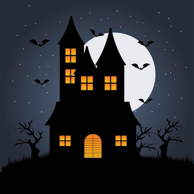 vector illustration of halloween castle