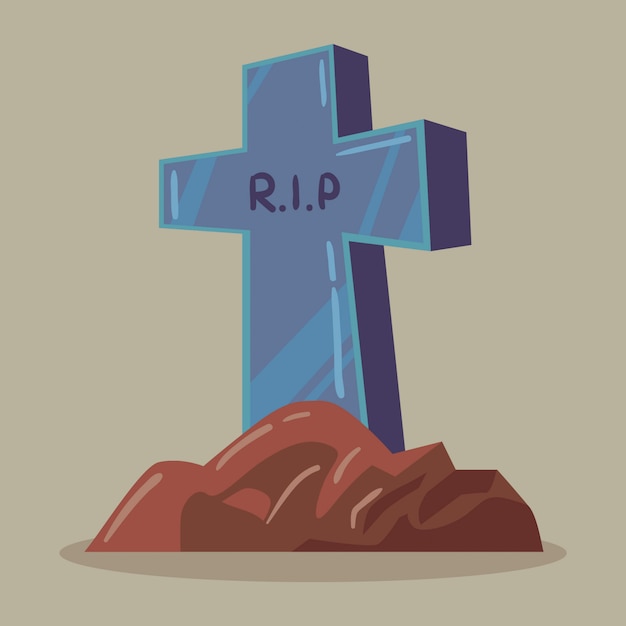 Vector Illustration Halloween character Gravestone