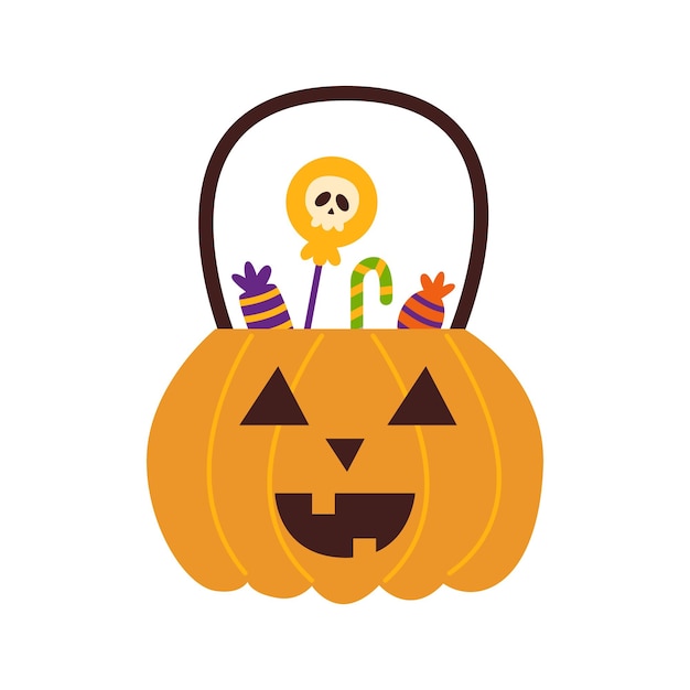 Vector illustration of Halloween pumpkin on white background