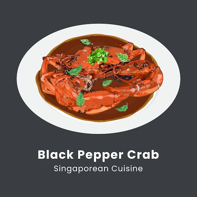 Vector illustration hand drawn black pepper crab