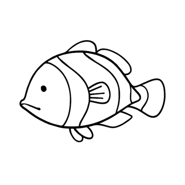 Vector Illustration of Hand drawn Cute Fish  for Children Coloring Book