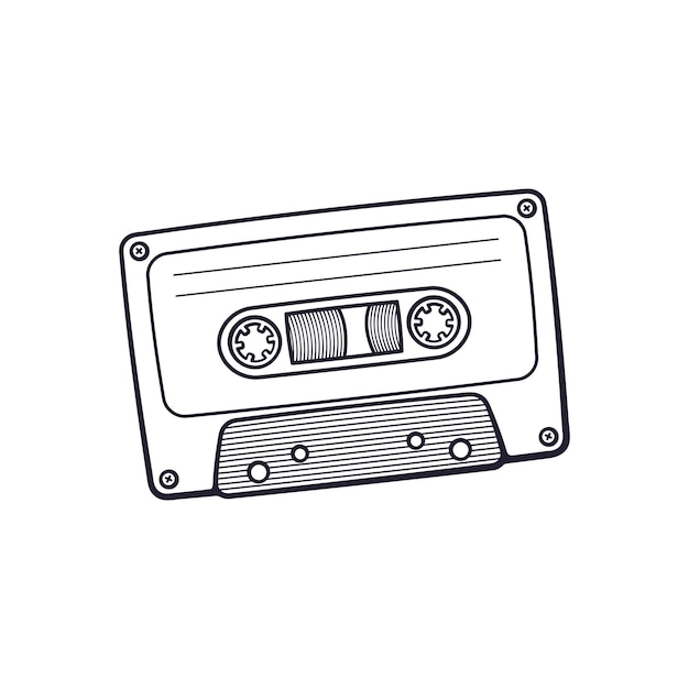 Vector illustration Hand drawn doodle of Retro audio cassette