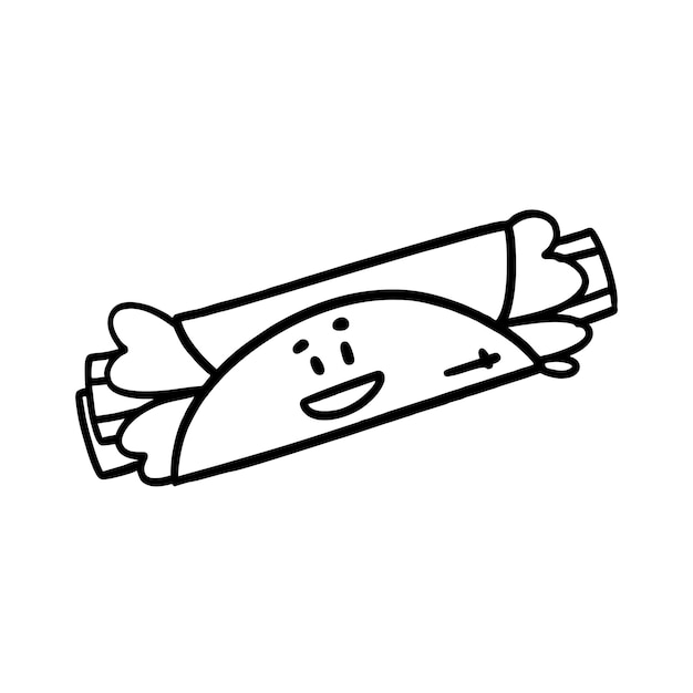 Vector Illustration of Hand drawn Tacos Outline Doodle art style