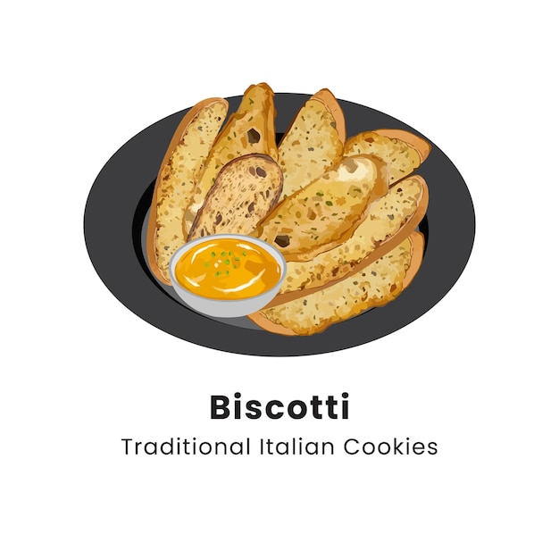 Vector illustration hand drawn traditional Italian almond cookies biscotti