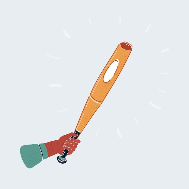 Vector illustration of hand man holding baseball bat Closed up of hand's violence