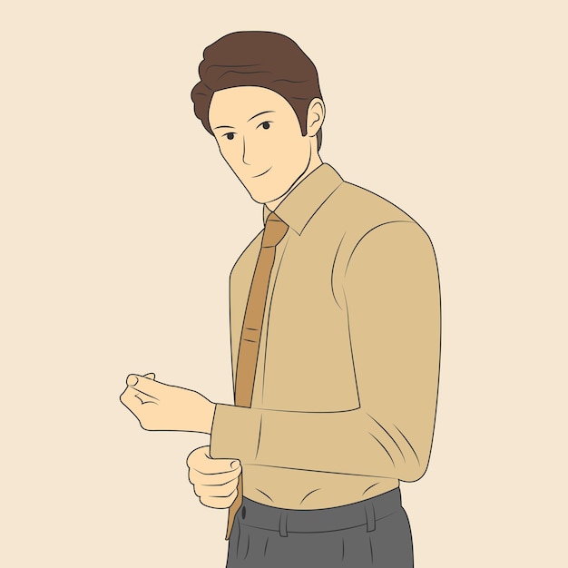 Vector illustration of handsome businessman wearing long sleeve shirt and tie