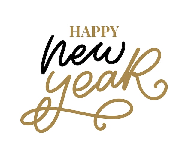 Vector illustration Handwritten calligraphic brush lettering composition of Happy New Year 2023 on white background