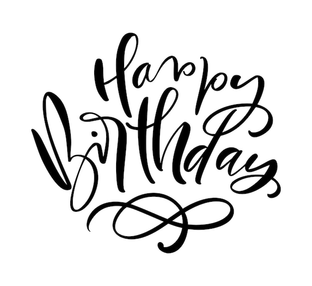 Vector illustration handwritten modern brush lettering of Happy Birthday text on white background