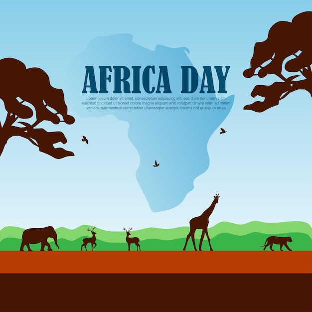 Vector illustration of Happy Africa Day social media feed template