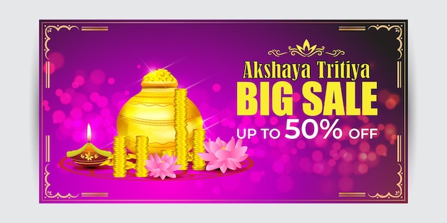 Vector illustration of Happy Akshaya Tritiya Sale banner