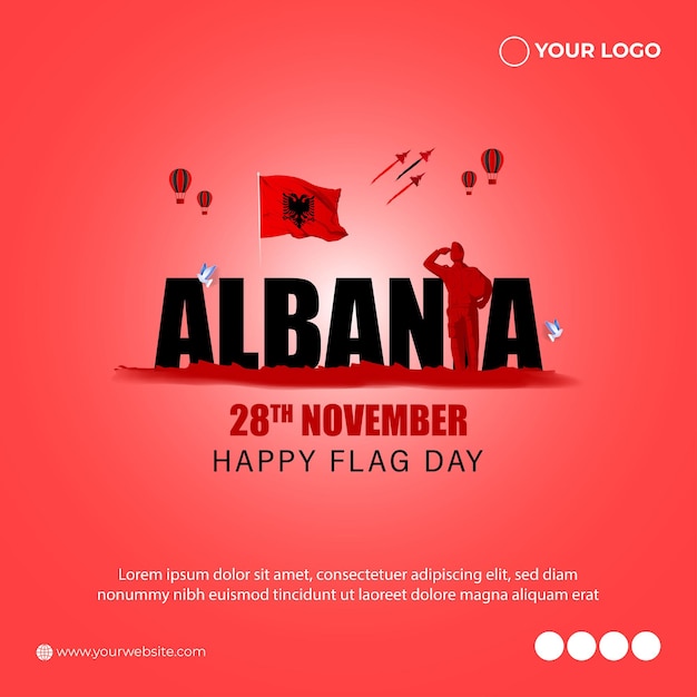 Vector illustration of happy Albania independence day banner