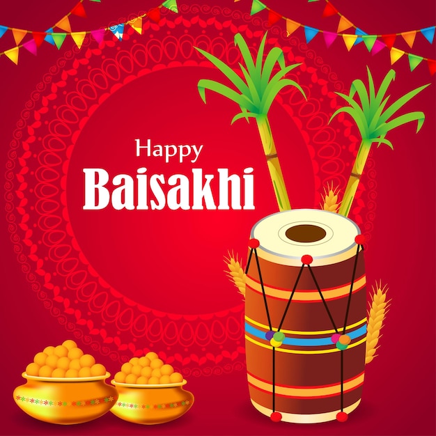 Vector illustration of Happy Baisakhi festival