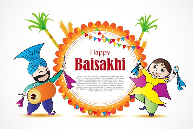 Vector illustration for Happy Baisakhi greeting