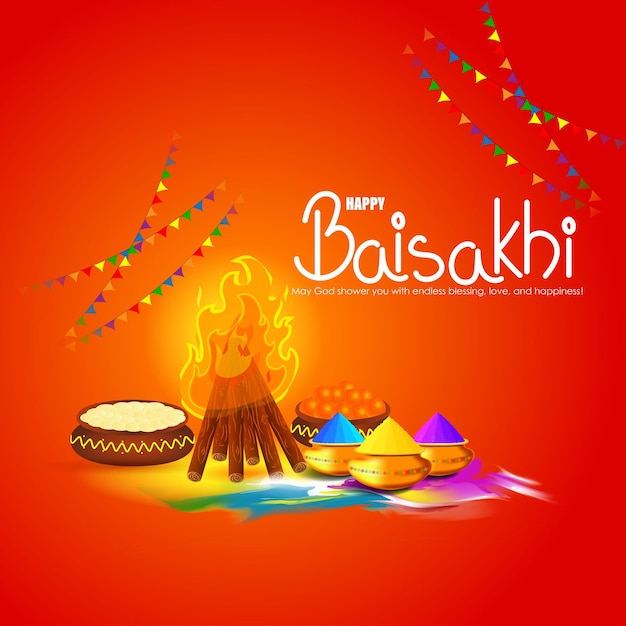 Vector illustration for Happy Baisakhi greeting