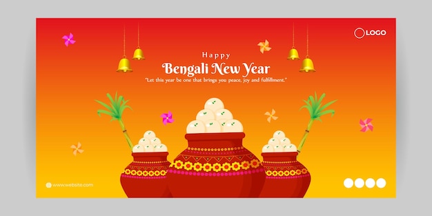 Vector illustration of Happy Bengali New Year social media feed template