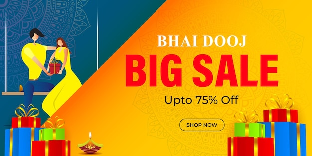 Vector illustration for Happy Bhai Dooj Indian festival Sale banner