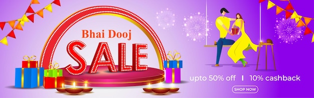 Vector illustration for Happy Bhai Dooj Indian festival Sale banner